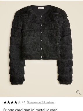 J. Crew Black Metallic Fringe Cardigan